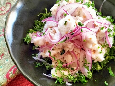 マッシュ里芋と紫玉ねぎの粒マスタード和え♩